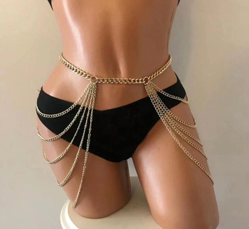 Metalni pojas za struk s resama, egzotičan stil, višekružni pojas, širina 1 cm