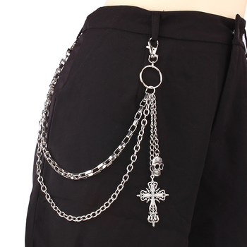 Metalni lanac za pojas unisex odraslih (materijal: metal; duljina ispod 60 cm; petlje za pojas: više kružnica)