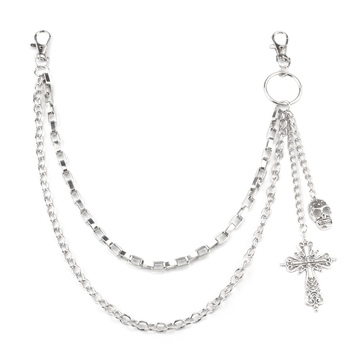 Metalni lanac za pojas unisex odraslih (materijal: metal; duljina ispod 60 cm; petlje za pojas: više kružnica)