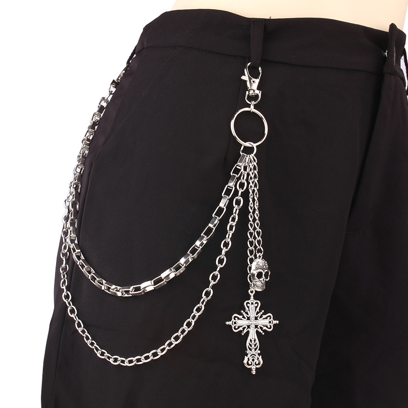 Metalni lanac za pojas unisex odraslih (materijal: metal; duljina ispod 60 cm; petlje za pojas: više kružnica)