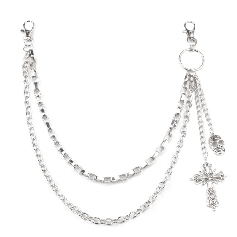 Metalni lanac za pojas unisex odraslih (materijal: metal; duljina ispod 60 cm; petlje za pojas: više kružnica)