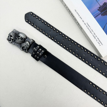 PU bőrből készült öv, ötvözet csattal, pattintós zárás, szélesség 2–4 cm, punk street hip-hop stílus