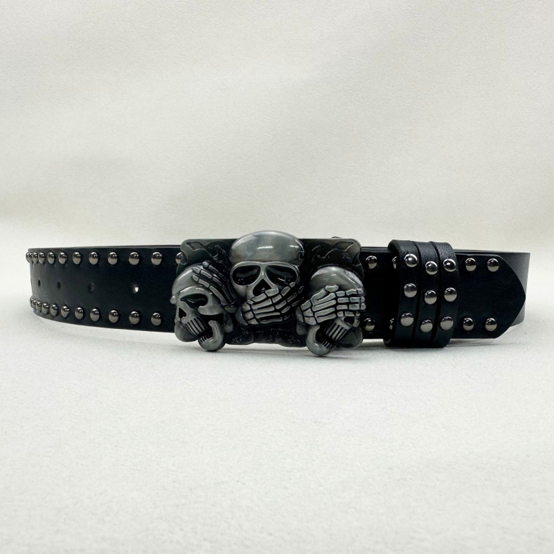 PU bőrből készült öv, ötvözet csattal, pattintós zárás, szélesség 2–4 cm, punk street hip-hop stílus