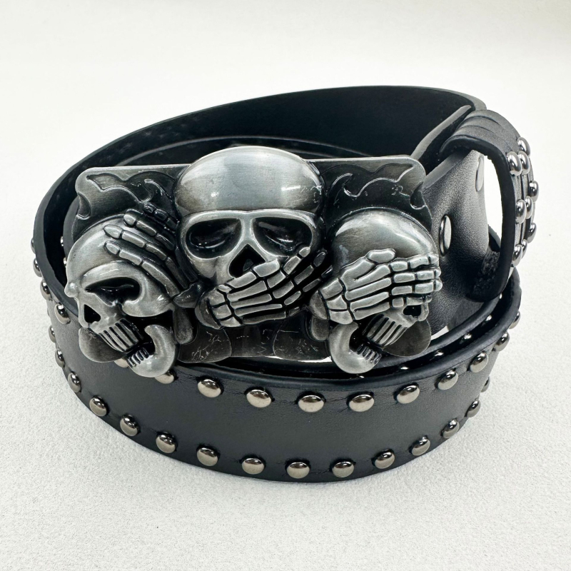 PU bőrből készült öv, ötvözet csattal, pattintós zárás, szélesség 2–4 cm, punk street hip-hop stílus