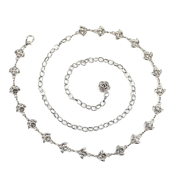 Yanwo kaiš za struk - cvjetni rhinestones, metalni, svestran stil, duljina 115 cm, širina 53