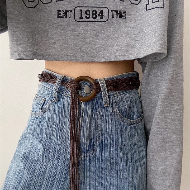 Lanț talie din cânepă țesut, stil retro, potrivit primăvară-vară-toamnă