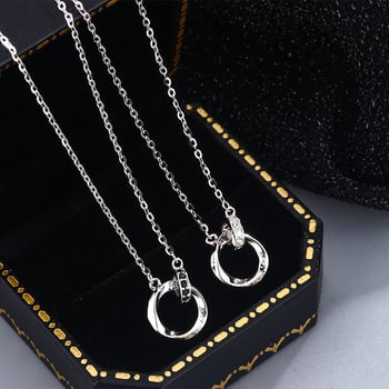 Colier Mobius din argint 925, lanț O, finisaj electroplatat, stil geometric (Argint 925; Lanț O; Finisaj electroplatat)