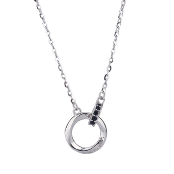 Colier Mobius din argint 925, lanț O, finisaj electroplatat, stil geometric (Argint 925; Lanț O; Finisaj electroplatat)