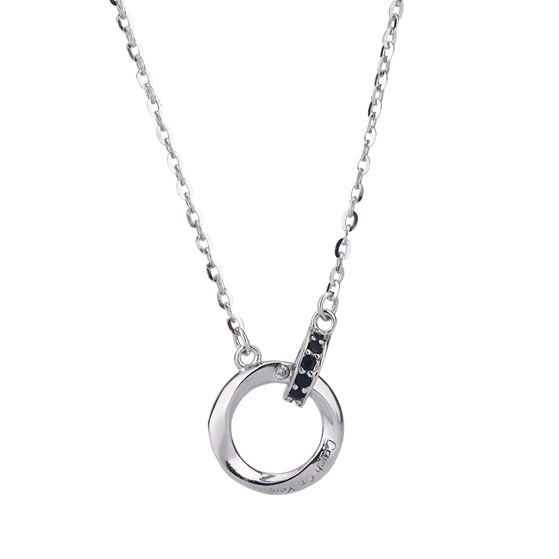 Colier Mobius din argint 925, lanț O, finisaj electroplatat, stil geometric (Argint 925; Lanț O; Finisaj electroplatat)