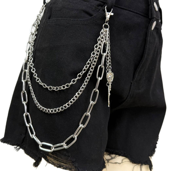 Metalni kaiš za struk s privjeskom lubanje, višeslojni lanac, unisex