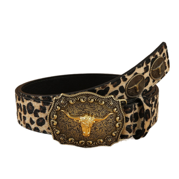 Ženski denim kaiš s leopard printom – spona od legure s plosatom kopčom, širina 2–4 cm, boemski retro stil (Proljeće 2025)
