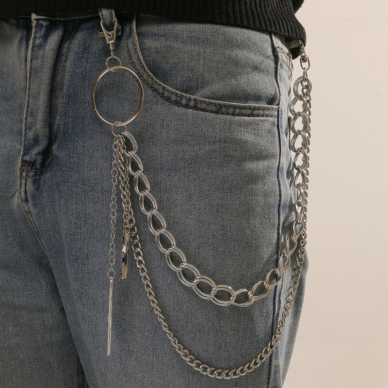Pojas lanac s metalnim dvostrukim perjem dizajnom, unisex, Zhezhi, izlazi jesensko 2024