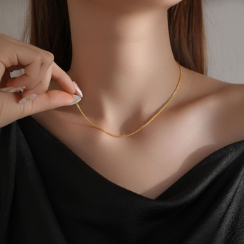 Nakit od 999 srebra s geometrijskim privjeskom, lanac u stilu Chopard, elektroplating, unisex, lagani luksuz — Sweetheart