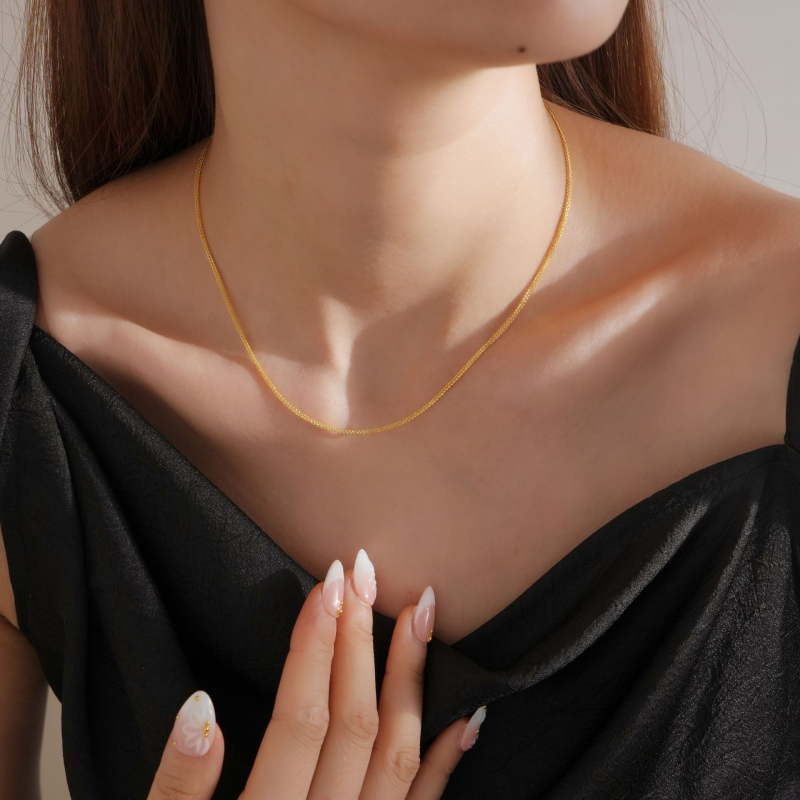 Nakit od 999 srebra s geometrijskim privjeskom, lanac u stilu Chopard, elektroplating, unisex, lagani luksuz — Sweetheart