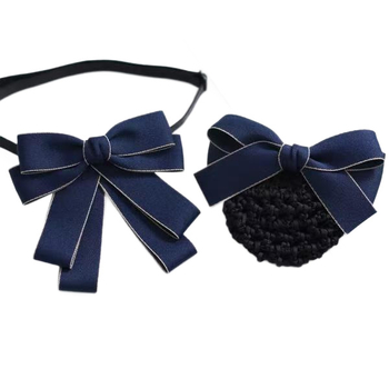 Цвете за яка с лък от сатен, еднотонно, плоска глава, ръчно връзване, подплата полиестер