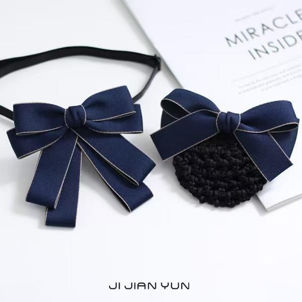 Цвете за яка с лък от сатен, еднотонно, плоска глава, ръчно връзване, подплата полиестер