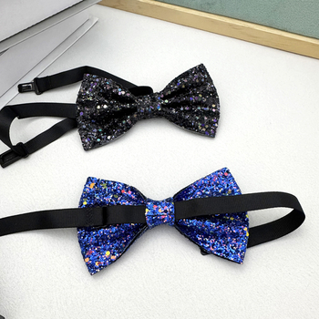 Вратовръзка тип лък – без възел, ръчна изработка, PU материя, глитър финиш, унисекс