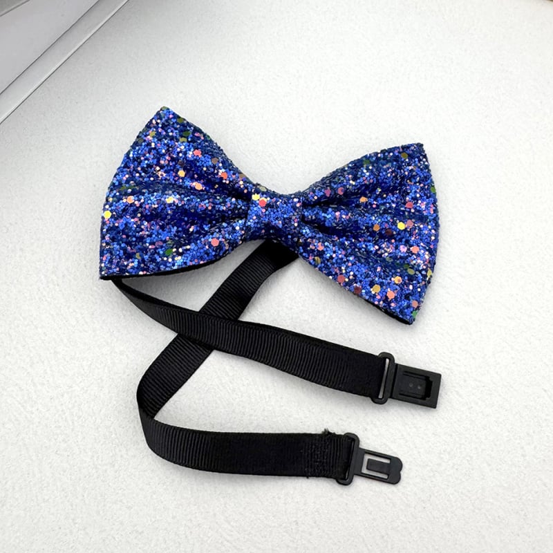 Вратовръзка тип лък – без възел, ръчна изработка, PU материя, глитър финиш, унисекс