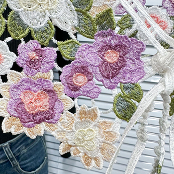 Яка с флорална бродерия и панделка – водоразтворима бродерия, флорален мотив, серия Принцеса, дамски стил