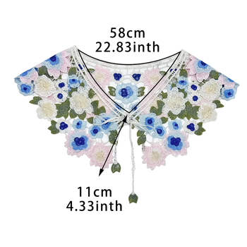 Яка с флорална бродерия и панделка – водоразтворима бродерия, флорален мотив, серия Принцеса, дамски стил