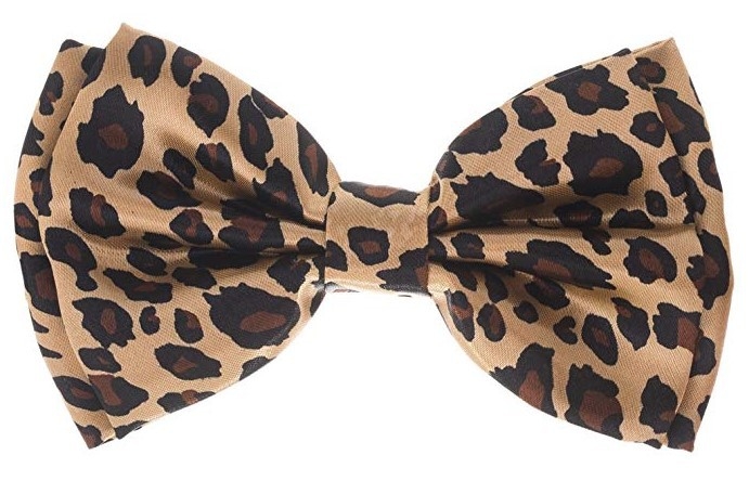 Папийонка с леопардов принт, полиестерно влакно, печатено, стрелковиден стил, унисекс