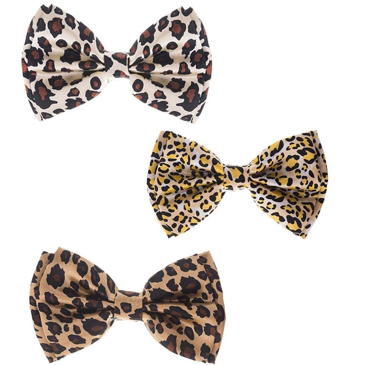 Папийонка с леопардов принт, полиестерно влакно, печатено, стрелковиден стил, унисекс