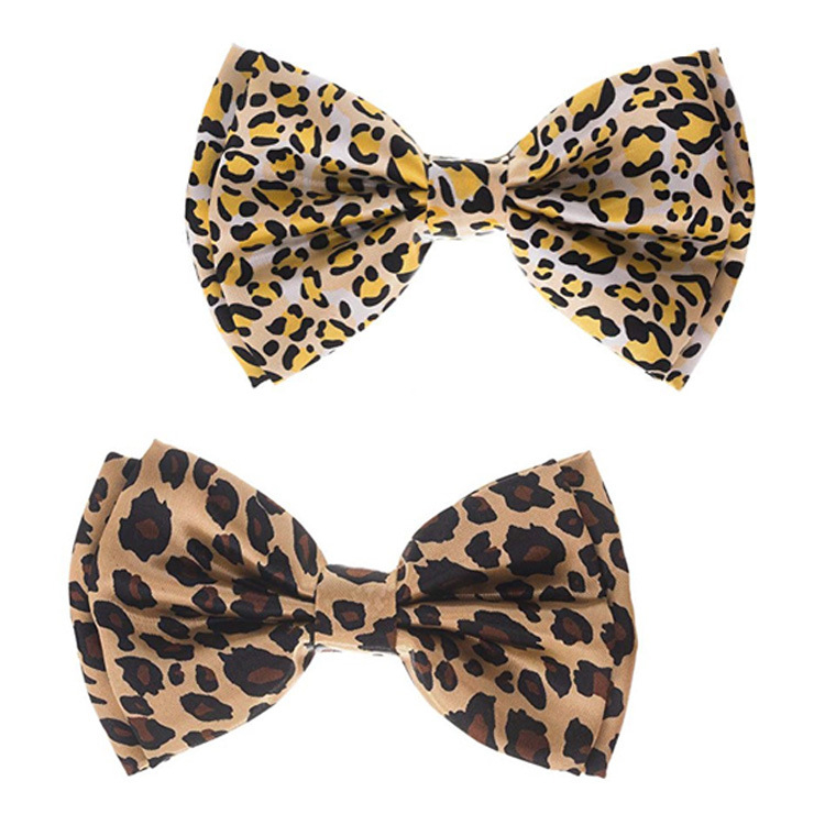 Папийонка с леопардов принт, полиестерно влакно, печатено, стрелковиден стил, унисекс