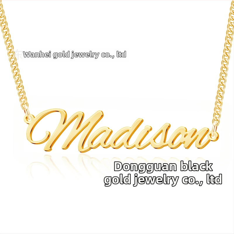 Pritaikytas vardo kaklaraištis su inicialais, nerūdijantis plienas, elektroplakavimas, Black Gold prekinis ženklas