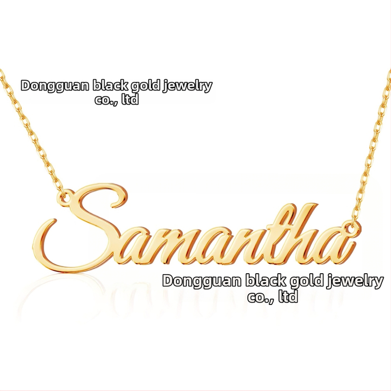 Pritaikytas vardo kaklaraištis su inicialais, nerūdijantis plienas, elektroplakavimas, Black Gold prekinis ženklas
