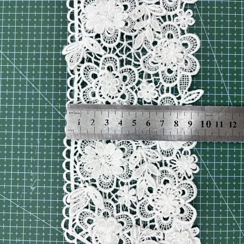 Čipka s 3D appliqué na mliječnoj svili, vodotopiva čipka, za žensku odjeću