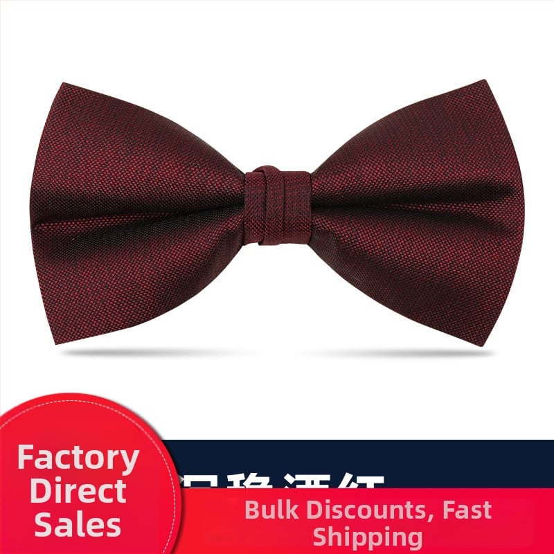 Пеперудена вратовръзка за сватба и кумове, жакардова обработка, плоска глава, райетен модел, полиестерен материал и подплата