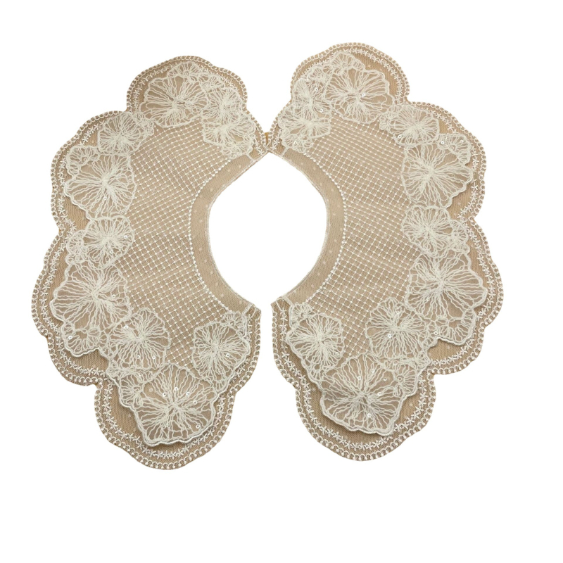 Imitált gallér külső ruhához organza hímzéssel, kerek nyak, márka hs