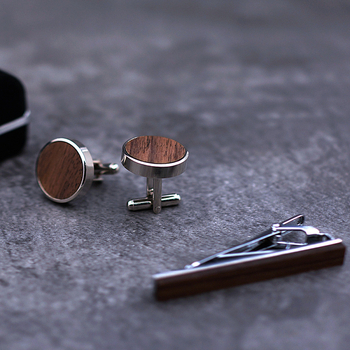 Подаръчен комплект клипса за вратовръзка и маншети — сплав, ретро стил, геометричен дизайн, печено покритие, персонализация