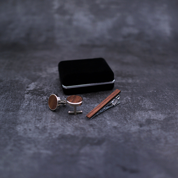 Подаръчен комплект клипса за вратовръзка и маншети — сплав, ретро стил, геометричен дизайн, печено покритие, персонализация