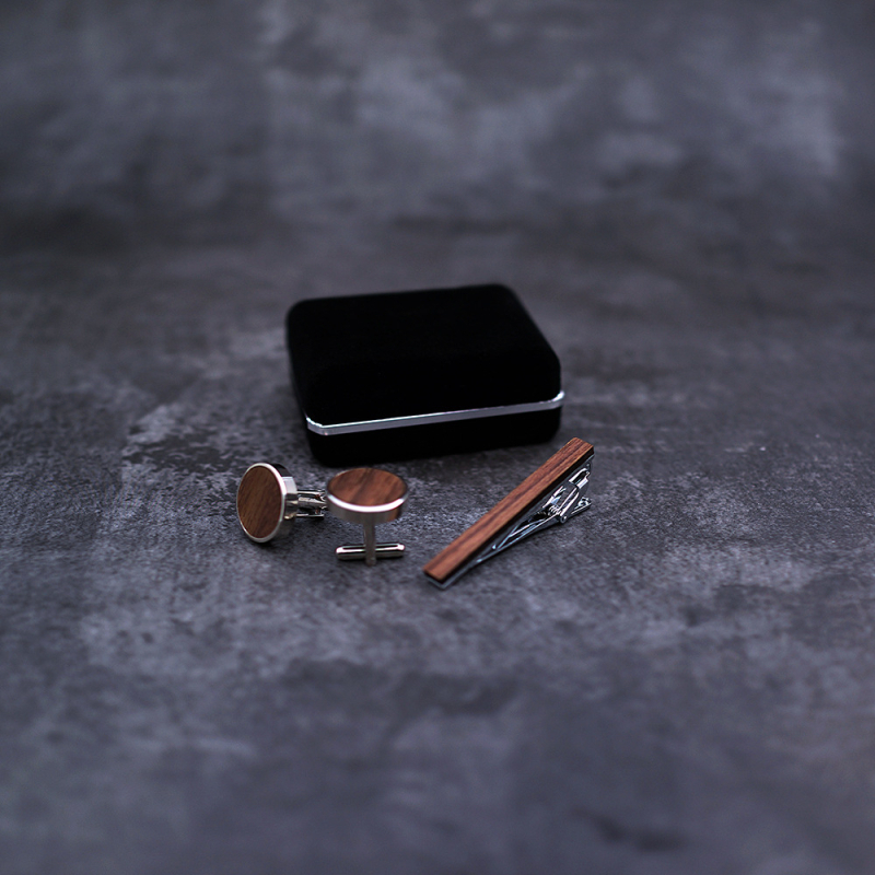 Подаръчен комплект клипса за вратовръзка и маншети — сплав, ретро стил, геометричен дизайн, печено покритие, персонализация