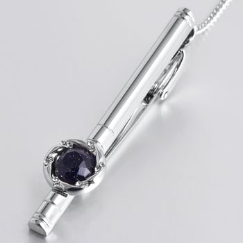 Clip za kravatu s plavim pijeskom umetkom, bakar, 60x13 mm, ravna glava, unisex, bijeli kristal
