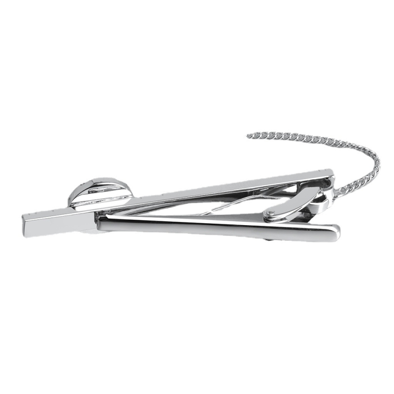 Clip za kravatu s plavim pijeskom umetkom, bakar, 60x13 mm, ravna glava, unisex, bijeli kristal