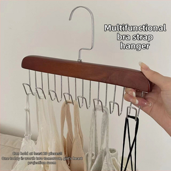 Medinė 8 kabliukų pakabiklis drabužiams, kaklaraišiams ir liemenėms – 2 vnt komplektas, šiuolaikinio minimalistinio stiliaus