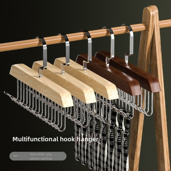 Medinė 8 kabliukų pakabiklis drabužiams, kaklaraišiams ir liemenėms – 2 vnt komplektas, šiuolaikinio minimalistinio stiliaus