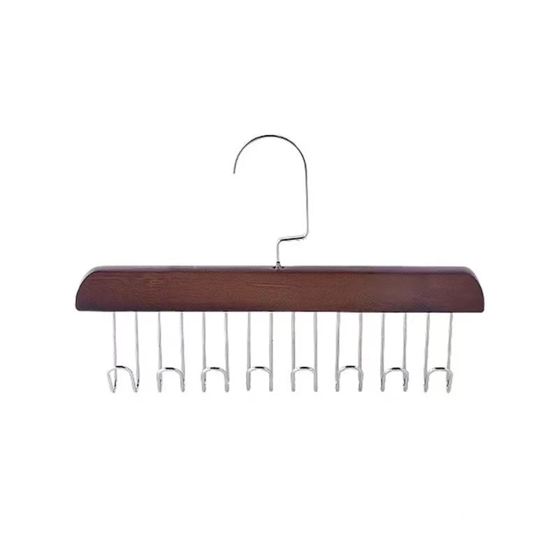 Medinė 8 kabliukų pakabiklis drabužiams, kaklaraišiams ir liemenėms – 2 vnt komplektas, šiuolaikinio minimalistinio stiliaus