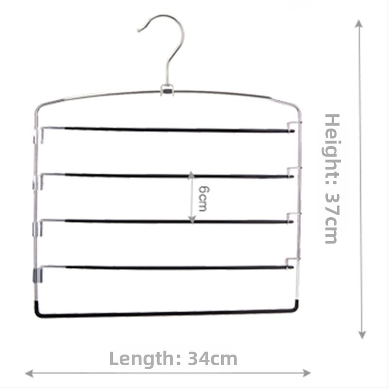 Daugiaeilių kelnių laikiklis su plieno rėmu ir panardinta plastiko neslystančia danga, pakuotė 50 vnt. (Medžiaga: plienas + panardintas plastikas; Panaudojimas: drabužių kabykla, kelnių laikiklis, kaklaraiščių laikiklis)