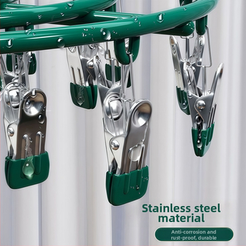 Сушилник за дрехи с множество щипки от неръждаема стомана, 23 щипки, кръгъл модерен дизайн, за дрехи, панталони и вратовръзки