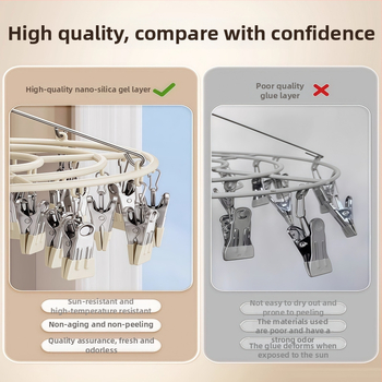 Сушилник за дрехи с множество щипки от неръждаема стомана, 23 щипки, кръгъл модерен дизайн, за дрехи, панталони и вратовръзки