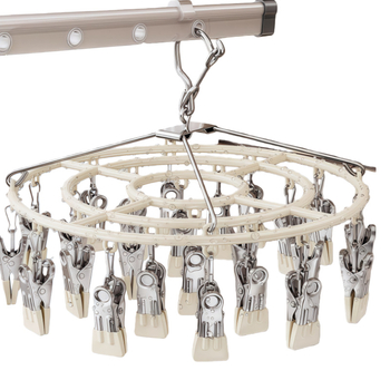 Сушилник за дрехи с множество щипки от неръждаема стомана, 23 щипки, кръгъл модерен дизайн, за дрехи, панталони и вратовръзки