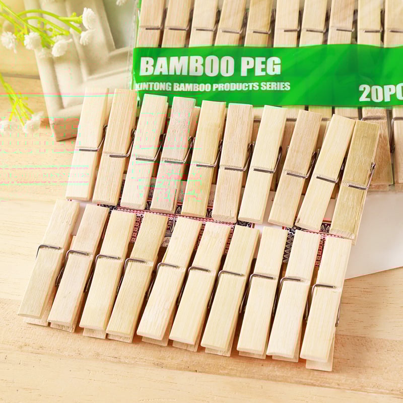 Bambus klips za sušenje odjeće, model: bamboo clip, 250 kom. u paketu, materijal: bambus, stil modern i jednostavan, lansiran 2022.