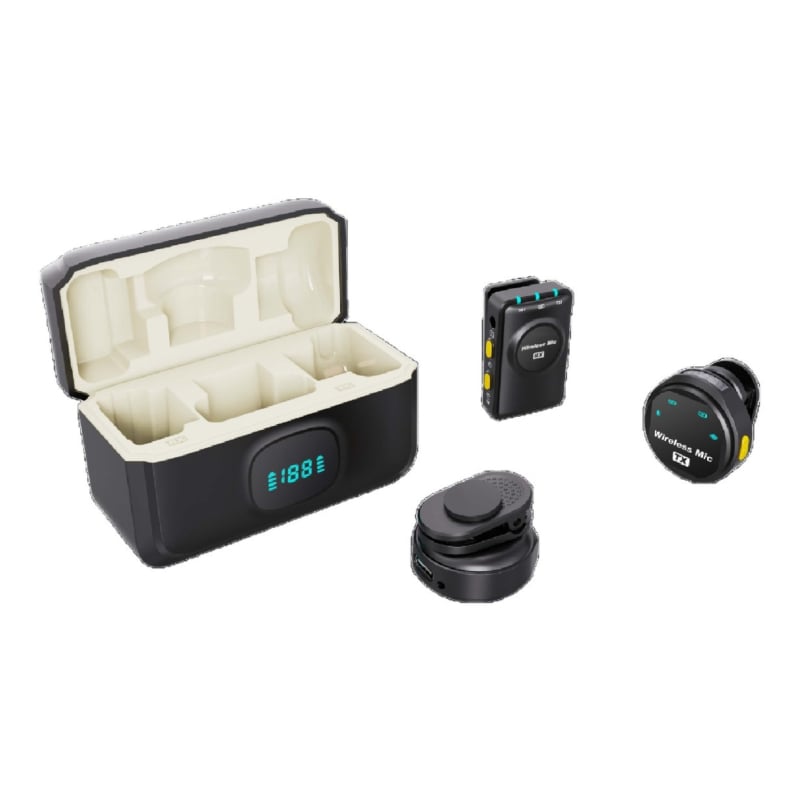 Versiune Cameră J8 — Microfon Lavalier cablat pentru transmisiuni live, interfață audio cu monitorizare în timp real (Monitorizare în timp real, Sunet bidirecțional, 20 Hz–20 kHz, SNR ≥70 dB, Baterie încorporată 800–1000 mAh)