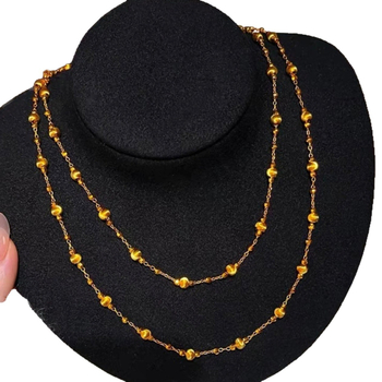 Colier din cupru, cu lanț tip ochi de pisică, electroplacare, stil Fresh and Sweet