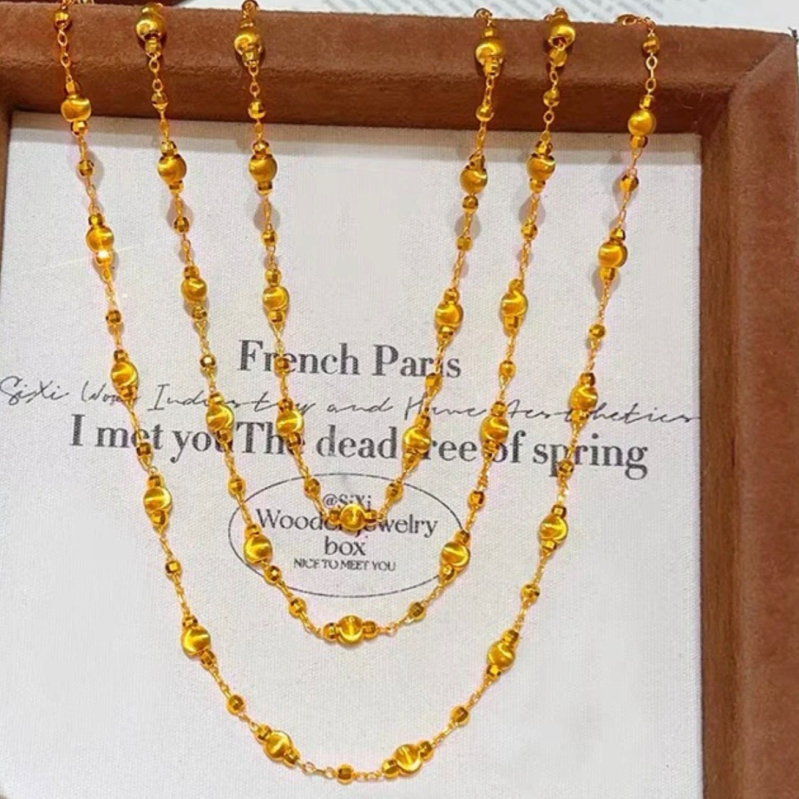 Colier din cupru, cu lanț tip ochi de pisică, electroplacare, stil Fresh and Sweet