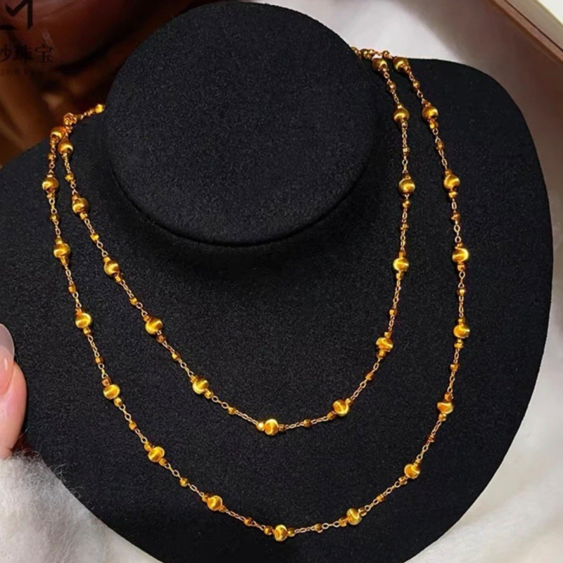 Colier din cupru, cu lanț tip ochi de pisică, electroplacare, stil Fresh and Sweet