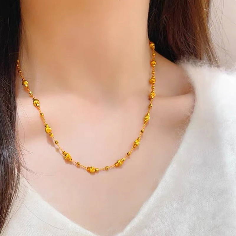 Colier din cupru, cu lanț tip ochi de pisică, electroplacare, stil Fresh and Sweet